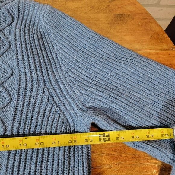 St. John's Bay Men's Large Cable Knit Long Sleeve Henley Grandpa Sweater Blue - Picture 8 of 11